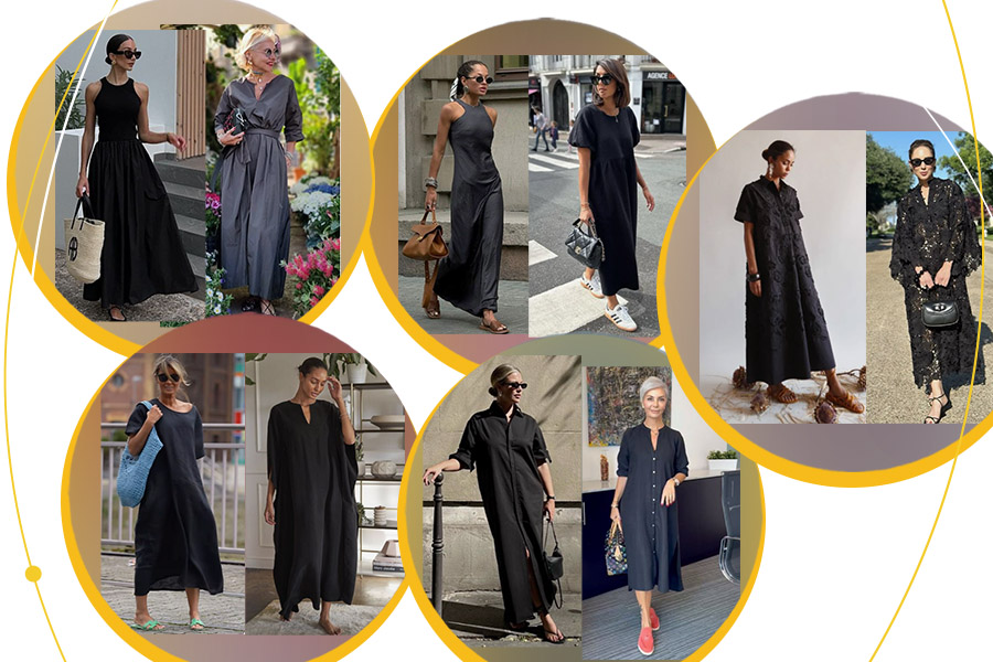 Looks com Vestido preto para Mulher Madura